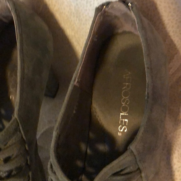 Aerosoles leather grey lace-up vintage style heel - Picture 3 of 9